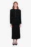 Pre-loved Chanel™ 1997 Black Wool Silk Trim Pearl CC Button Jacket Size 42