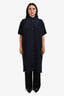 6397 Black Silk Button Down Shirt Dress Size M