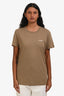 Balmain Khaki Cotton Logo Short Sleeve T-Shirt Size M