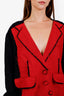 Sonia Rykiel Black/Red Wool Cashmere V-Neck Button Up Sweater Size M