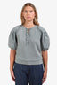 Ulla Johnson 2022 Green Puff Sleeve Tie Detail Top Size M