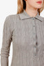 Gucci Grey Wool Web Stripe Cable-knit Polo Sweater Size XS with Tags