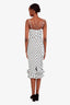Club L White/Black Polka Dot Bustier Ruffle Midi Dress Size US 2