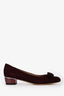 Salvatore Ferragamo Burgundy Suede Vara Box Heels Size 6
