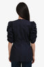 Celine Navy Cotton Ruched Sleeve Top Size 36