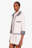 Pre-loved Chanel™ 2020 Cruise Collection White Tweed Plaid Evening Jacket Size 38