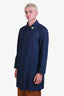 Prada 2016 Blue Denim Midi Coat With Detachable Logo Plaque Size S Mens