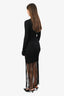 Ganni Black Ribbed Knit Fringe Dress Size M