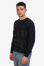 Pal Zileri Navy Blue Virgin Wool Check V-Neck Cardigan Size 52 Mens
