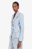 Balmain Blue Cotton Double Breasted Blazer Jacket Size 40