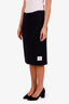 Thom Browne Navy Virgin Wool Midi Skirt Size 40