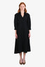 Jil Sander Black Wool Satin Collared Midi Dress Size 34