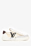 Louis Vuitton White/Gold Leather Logo Metallic Low Profile Sneakers Size 35