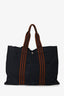 Hermès Navy Canvas Brown Stripe Fourre Tout GM Tote