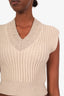 Brunello Cucinelli Beige Cashmere Sequin Collar Knit Sleeveless Sweater Size XS