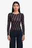 Marine Serre 2019 Black/Pink All Over Moon Long-Sleeve Top Size S