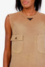 Prada 24SS Brown Distressed Canvas Triangle Logo Sleeveless Mini Dress Size 40