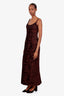 Max Mara Pianoforte Brown Velvet Embroidered Beaded Dress Size 10