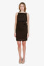 Brunello Cucinelli Brown Wool/Leather Strapped Sleeveless Dress Size XS