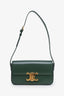 Celine Green Shiny Calfskin Triomphe Claude Shoulder Bag