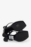 Saint Laurent Black Leather Cassandra Block Heel Sandals Size 37.5