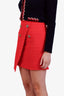 Balmain Red Wool Cotton Blend Tweed Mini Skirt Size 36
