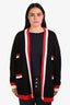 Sandro Black White/Red Wool Open Cardigan Size 2
