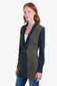 Fabiana Filippi Blue Wool/Grey Leather Cardigan Size S