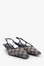 Gucci Beige/Navy GG Canvas Kitten Heel Slingbacks Size 35.5