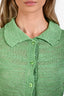 Acne Studios Green Linen-Blend Knit Short-Sleeve Cropped Cardigan Size XS
