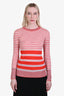 Sandro Red/Pink/White Knit Long Sleeve Top Size 3