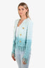 Balmain Blue Ombre Tweed Fringe Blazer with Gold Buttons Size 38