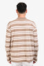 Miu Miu Brown/Cream Cotton Striped Long Sleeve Jersey Polo Size L
