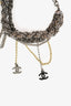 Pre-loved Chanel™ Silver Tones Braided Multi-Strand Chain Interlocking CC Charm Bracelet