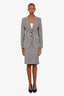 Escada Black/White Houndstooth Virgin Wool Blazer + Midi Skirt Set Size 36