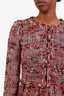 Pre-loved Chanel™ 2010 Red/Multicolour Wool Tweed Faux-jacket Dress Size 36