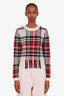 Chloe Multicolour Wool Cashmere Plaid Fringe Sweater Size XS