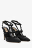Valentino Black Monochrome Leather Rockstud Cage Heels Size 38