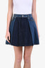Alexander McQueen Blue Denim Pleated Panel Flared Mini Skirt Size 40