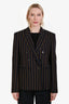 Saint Laurent 2020 Navy/Yellow Pinstriped Double Breasted Blazer Size 48