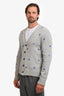 Ader Error Grey/Blue Logo Embroidered Cardigan Size A2