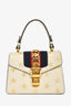 Gucci Cream/Gold Bee Star Print Sylvie Web Bag