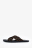 Fendi Brown/Black FF Logo Detail Crossed Slides Size 8 Mens