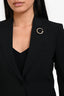Gucci Vintage Black Virgin Wool Single Breasted Blazer with Brooch Size 40