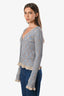 Acne Studios Blue/Orange Cotton Blend Rib Knit Ruffled Cardigan Size XS