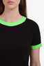 Opening Ceremony Black/Neon Leather Trim Short Sleeve Top Size S