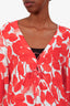 Shan Orange/White Patterned Silk Long Sleeve Mini Dress Size 8