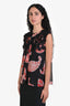 Giambatista Valli Black/Red Silk Sleeveless Top Size S