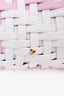 Miu Miu Pink/White Woven Basket Top Handle Bag