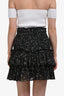 Isabel Marant Étoile Black Printed Cotton Ruffled Mini Skirt Size 38